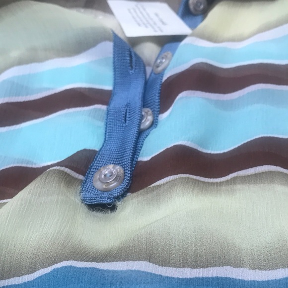 ST.JOHN SPORT multi color neutral blue/ yellow/brown /off white  stripes - Picture 6 of 6